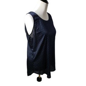Ann Taylor Women's size Medium Blue w/ White Polka-dots Sleeveless blouse